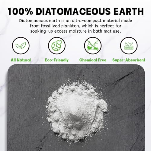 2 Pack Stone Bath Mat,Diatomaceous Earth Shower Mat,Fast-Drying Stone Bathroom Floor Mat,Absorbent Non-Slip Diatomite Mats for Bathtub,Grey Marble - color: Grey Marble-24*16-2 Pack