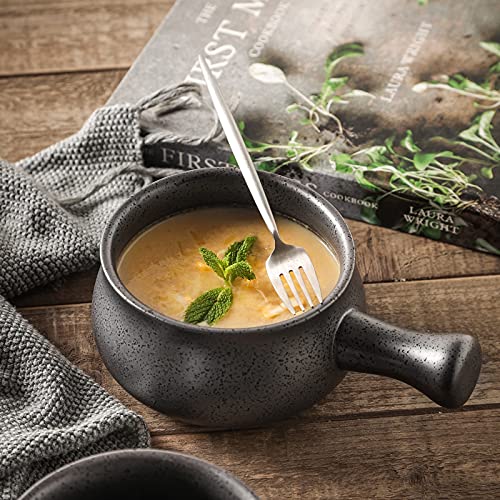 vicrays French Onion Soup Bowls With Handles, 26 Ounce for Soup, Chili, Beef Stew, Chip Resistant, Dishwasher Microwave Safe, Set of 4 (Gray) - color: Gray
