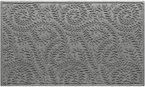 WaterHog Boxwood Front Door Mat Indoor Outdoor Entrance, All-Weather Mats | Heavy Duty Outdoor Doormats, Non-Slip Rubber Backing, Dirt & Moisture Trapper, Low Profile, Made in USA, 35"x59", Medium Grey - color: Medium Grey, size: Large 35"x59" (3’x5’)