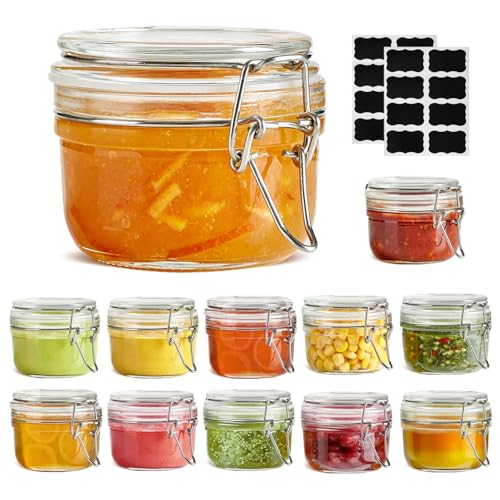 ComSaf Small Glass Spice Jars with Airtight Lids 4 oz 12 Pack Mason Pantry | Seasoning herbs powders, Salt pepper chili, Spice rack cabinet organization, Wedding favors, DIY crafts - size: 4oz*12