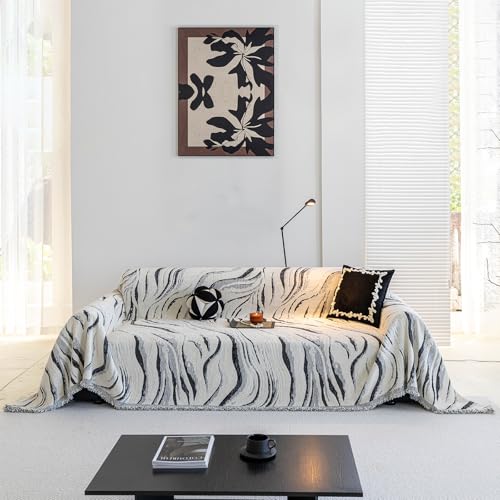 ROOMLIFE Couch Cover 3 Cushion Sofa, Washable Non Slip Furniture Sofa Protector Cover, Soft Chenille Sofa Slipcovers Sectional L Shape Dogs Couch Cover Throw Blanket with Tassels 71''X134'' - color: Cy#black, size: X-Large（71*134IN）