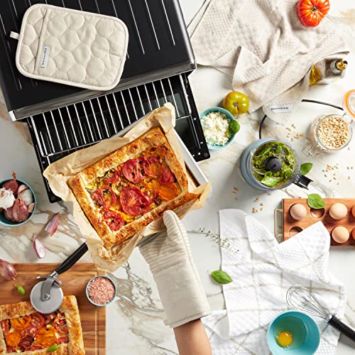 KITCHENAID Quilted Cotton Terry Cloth Oven Mitt, Pot Holder, Kitchen Towel 4-Pack Set, Heat Resistant, Silicone Grip, 16"x26", 7"x13" & 7"x10", Milkshake Tan - color: Milkshake Tan