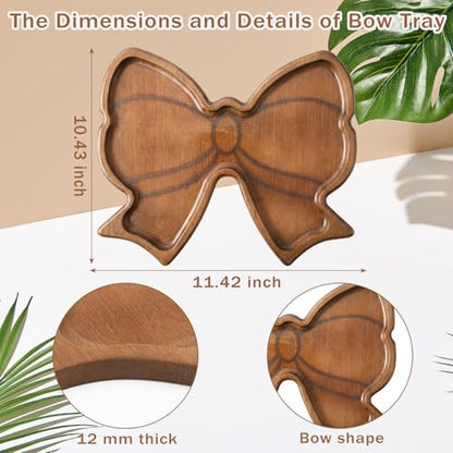 Bow Party Decorations Charcuterie Boards Coquette Bow Platter Serving Tray for Baby Shower Cutting Board Rustic Farmhouse Dish Plate for Wedding Party Tabletop Decor - style: Bow