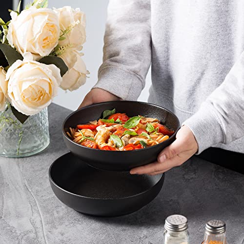 30oz Ceramic bowls set of 4-8" serving bowls for Kitchen,Pasta,Salad-Dishwasher & Microwave Safe Perfect for Housewarming, Thanksgiving, Christmas-Matte Black - color: Matte Black