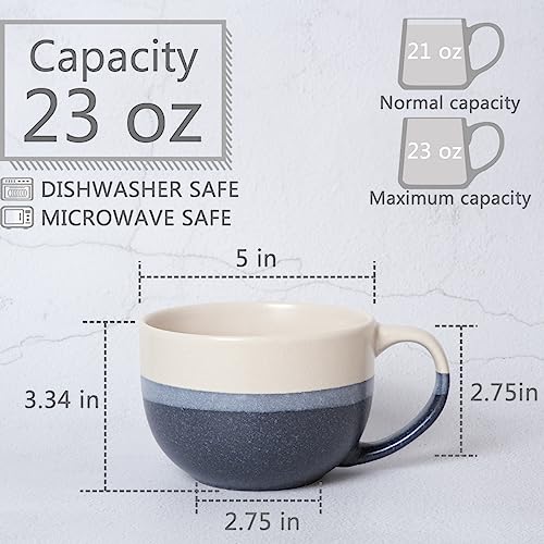Ceramic Large Coffee Mug Set of 2, 23 Oz, Jumbo Mug Soup Bowls with Handles, Dishwasher and Microwave Safe (Multicolor) - color: Multicolor