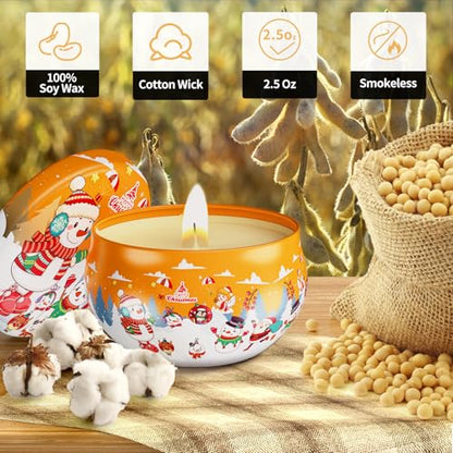 Christmas Candles Gifts for Women, 12 Bulk Scented Candles Set | Home Aromatherapy, Strongly Fragrance, Long Lasting, Portable Travel Tin for Spa Bath Yoga - color: SC04
