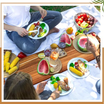 FoldTier Large Acacia Charcuterie Board with Handles 36 x 12 Inch Christmas Extra Large Wood Foldable Serving Tray Rectangular Appetizers Cheese Food Meat Board for New Home Party Housewarming Gifts - size: 36" x 12" x 12"