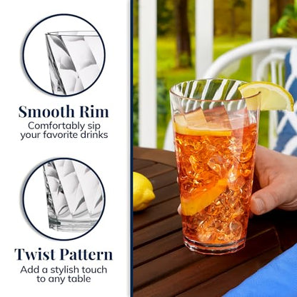 US Acrylic Optix Plastic Reusable Drinking Glasses (Set of 8) 20oz Water Cups in Clear | BPA-Free Tumblers, Made in USA | Top-Rack Dishwasher Safe - size: 20 Ounces