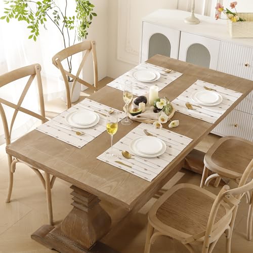 Boho Placemats 13 x 19 Set of 4 for Dining Table Decor Khaki Beige | Durable Fabric,Woven Cloth Place Mats for Farmhouse Rustic Kitche Home Decor,Cotton Placemats,Table mats - size: Set of 4