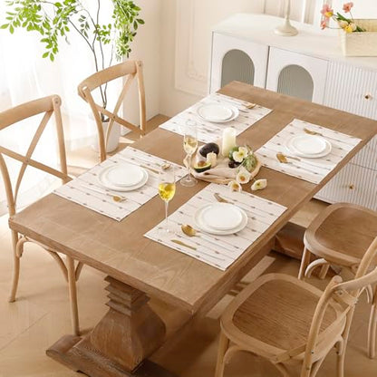 Boho Placemats 13 x 19 Set of 4 for Dining Table Decor Khaki Beige | Durable Fabric,Woven Cloth Place Mats for Farmhouse Rustic Kitche Home Decor,Cotton Placemats,Table mats - size: Set of 4