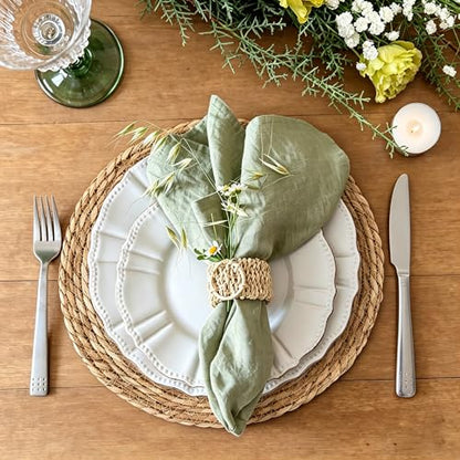 6 Pack 12 Inch Round Wicker Woven Placemats | Natural Water Hyacinth Braided Rattan Mats, Boho Farmhouse Style for Indoor & Outdoor Table Decor - size: 12 Inch Set of 6