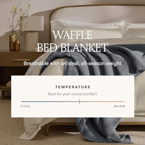 BOLL & BRANCH Waffle Bed Blanket, Twin/Twin XL, Hydrangea | Luxury 100% Organic Cotton - Soft, Lightweight and Breathable - Textured Waffle Weave Design - color: Hydrangea, size: Twin/Twin XL
