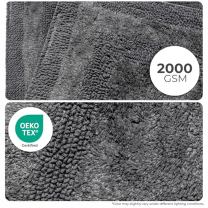 Akiko 100% Cotton Bath Mat, Soft Plush Reversible Bathroom Rug 20x32 Grey | Bath Mats for Bathroom Absorbent Quick Dry Anti-Skid Machine Washable Bath Mats for Bathroom Shower Bathtub - color: Charcoal