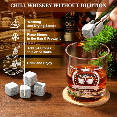 Birthday Gifts for Men - Vintage Whiskey Glass Set Birthday Party Supplies | Whiskey Stones, Pipette, Tongs & Coaster in Premium Wood Box, Unique Mens Gifts for Birthday, Boss, Him, Husband, Dad,Friends - style: Mens Gifts