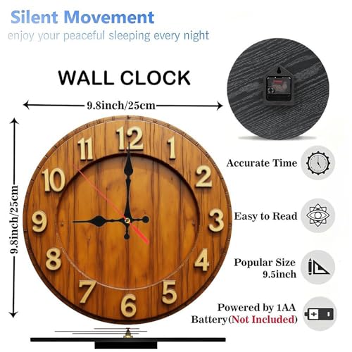 Natural Teak Wood Minimalist Wooden Wall Clock 25cm×25cm
