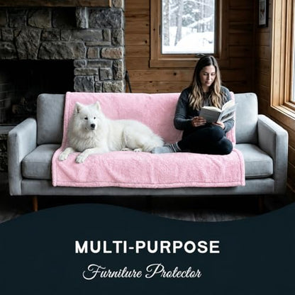 Waterproof Dog Blanket Reversible Fluffy Pet Bed Cover Pink Puppy Blankets Leakproof Sofa Couch Washable Cover Cat Pet Blanket for Warm-M - color: Pink, size: M-100*145cm(40*57in)