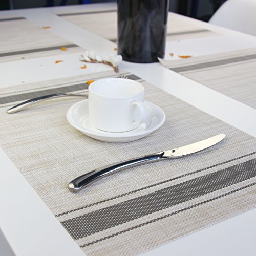 Placemats for Dining Table Set of 6 Washable Plastic Table Mats Kitchen Table Mats Easy to Clean PVC Placemat (Gray) - color: Gray, size: placemats set of 6