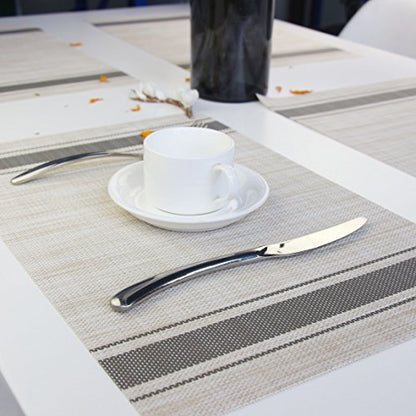 Placemats for Dining Table Set of 6 Washable Plastic Table Mats Kitchen Table Mats Easy to Clean PVC Placemat (Gray) - color: Gray, size: placemats set of 6
