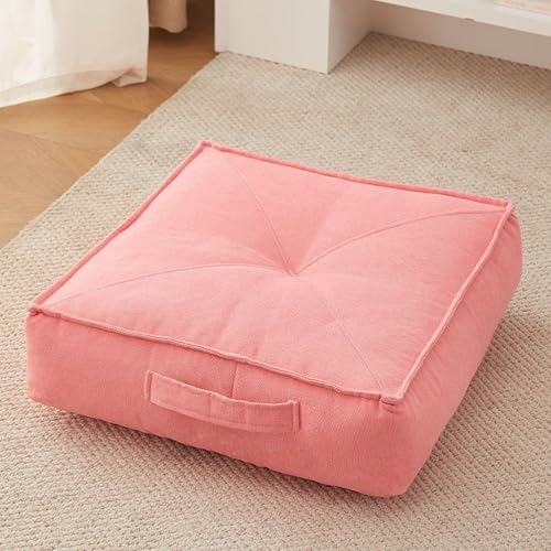 Square Tufted Floor Pillow 8" Extra Thick Floor Pillow Cushion for Adults, Meditation Cushion Pillows, Large Floors Sitting for Tatami Living Room Or Yoga(Pink,40 * 40 * 15 Square) - color: Pink, size: 40*40*15 Square