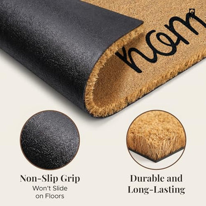 Coir Welcome Mat, Non-Slip, Home Love, 17 x 29 in | 100% Natural Coir, Anti-Shedding, Durable PVC Backing, Traps Dirt and Mud, Indoor and Outdoor Entryway, Easy to Clean - color: Home Love