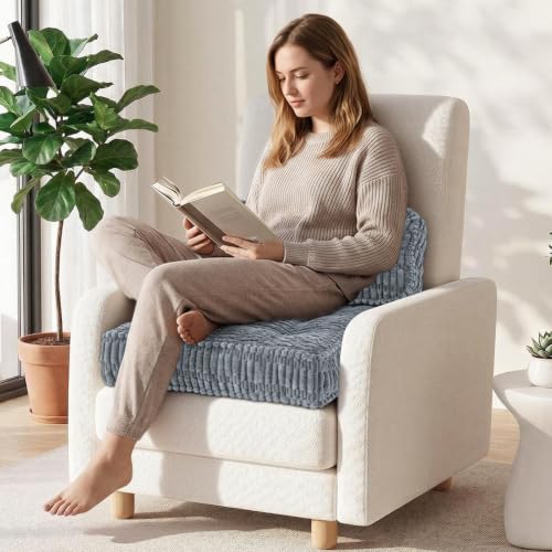 Recliner Cushions with Lumbar Support Pillow Set for Elderly | 20x20x5 Inch Recliner Seat Cushion Tufted, Large Square Seat Cushion Non-Slip Reduce Hip & Lumbar Pain - color: Light Grey Seat&lumbar