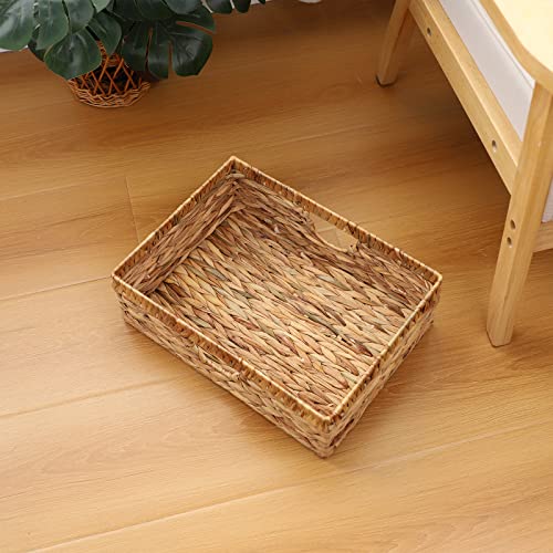 YAHUAN Water Hyacinth Storage Baskets, Hand-Woven Baskets with Built-in Handles Wicker Baskets for Organizing Storage Baskets for Bedroom,Living room,Pantry(Original)