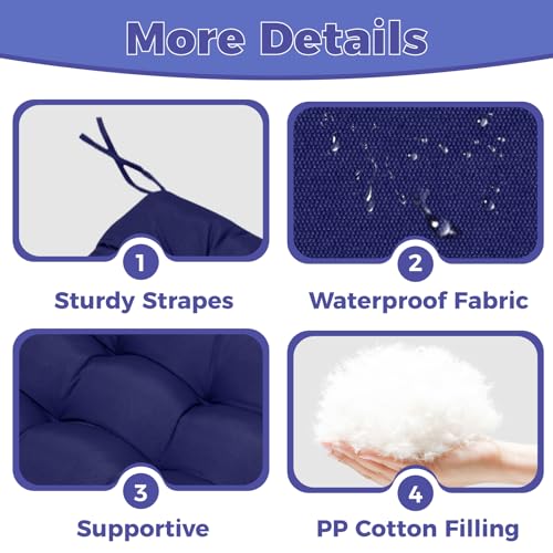 Waterproof Bench Seat Cushions with Ties Non Slip Outdoor Patio Bench Cushion Soft Swing Pad 3 Seater for Garden Wicker Loveseat Khaki,51x 20 - color: Khaki