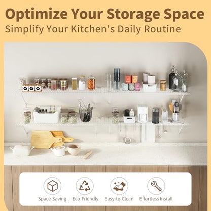 PROWORX Closet Shelves Wall Mounted, 2 Pack 4 ft x 12 in White Wire Shelving Kit, Metal Wall Shelf Organizer for Home, Pantry, Laundry Room Storage