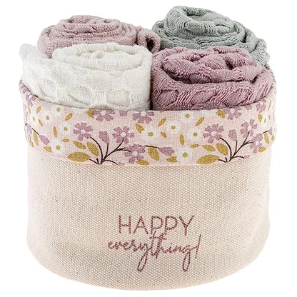 Karma Waffle Weave Dishcloth Set/Holder Happy Everything - color: Purple Happy Everything
