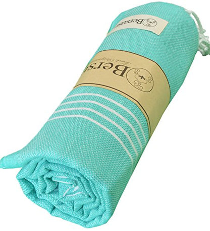 Bersuse Towels Anatolia XL Beach Blanket Throw Blanket Turkish Towel 100% Cotton Extra-Large Quick-Dry Lightweight Premium Peshtemal Towel - 61x82 Inches, Mint Green - color: Mint Green