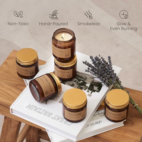 M&SENSE 6 Pack Candle Gift Set, Aromatherapy Scented Candle for Home Fragrance, Natural Soy Wax Candles for Stress Relief, Yoga, Long Lasting Small Jar Candle Gift Set for Birthday Housewarming - size: Gift Set