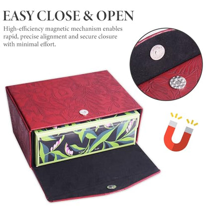 Hand Towels Box Cover,PU Leather Tissue Box Cover Holder Compatible with Kleenex Disposable Paper Hand Towels Suitable for Dining,Kitchen,Bathroom(1-Carved Dark Red) - color: 1-carved Dark Red2