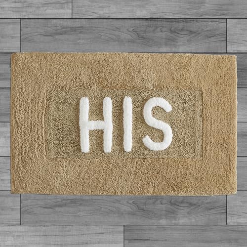 Cotton Bath Rug - Soft Cotton Bath Mat - Bathroom Decor - Water Absorbent and Machine Washable - Measures 21"x34" - His- Linen - color: Linen, size: 1'9" x 2'10" (Rectangular), style: His