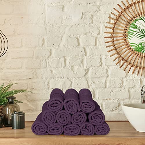 Utopia Towels 12 Pack Premium Wash Cloths, 12x12 in, 100% Cotton, Plum | Highly Absorbent Soft Feel Lightweight Washcloths - Premium Ring Spun Cotton, Ideal for Bathroom, Spa, Gym & Face - color: Plum