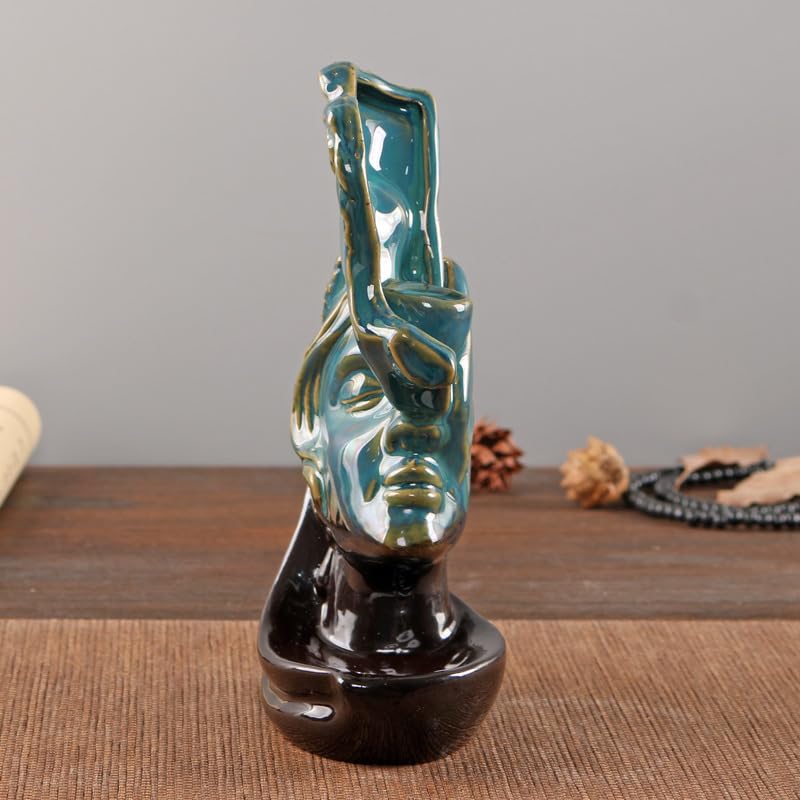 Man Kissing Woman Face Statue Backflow Incense Holder,Valentine's Day Waterfall Incense Burner Holder for Sticks Cones Home Office Yoga AI037 - color: Face Statue 2