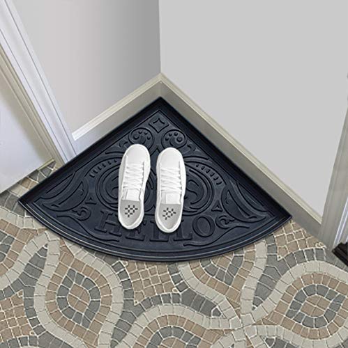 A1HC Heavy Duty Flexible and Durable 100% Rubber Hello Triangle Boot Trays Multi-Purpose for Shoes, Pets, Garden - Mudroom, Entryway, Garage and Scraper Doormat 21.6" X 21.6" - style: Triangle