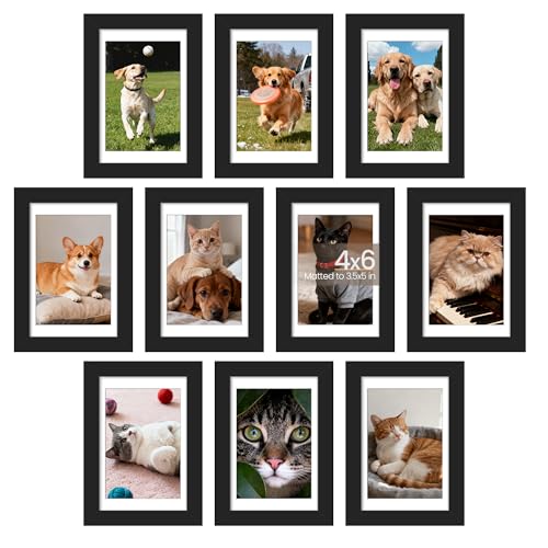 upsimples 4x6 Picture Frame, Photo Collage Wall Decor Set of 10, Black | Small Frame Fit 3.5x5 and 4 x 6 Photos, Wall or Tabletop Display, For Gallery Hallway Living Room, For Christmas Mother's Day - color: Black, size: 4x6