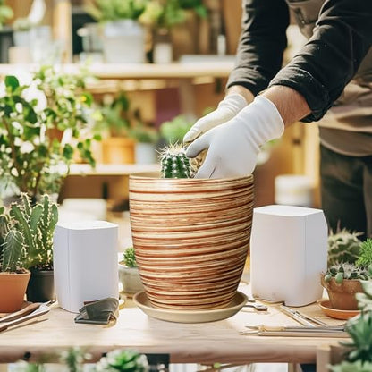 8 Inch Plant Pot, Ceramic Planter with Drainage Hole and Saucer Large Flower Pot for Home Patio Garden Office, Yellow - color: Glossy Yellow-coil, size: 8 Inch
