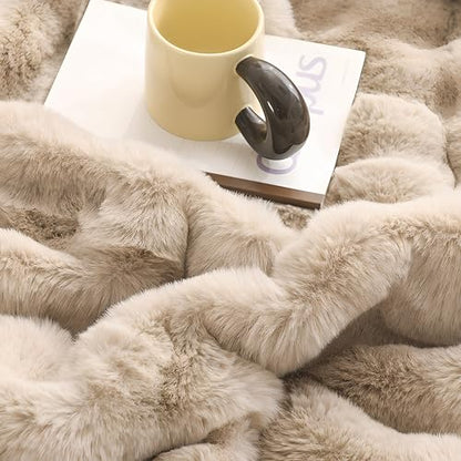 Faux Fur Throw Blanket Plush Thick Fleece Blanket Fluffy Cozy Soft Warm Blankets Throws for Bed, Couch, Sofa, Office, Camping 50''x60'' Camel - color: D-camel, size: 50''x60''