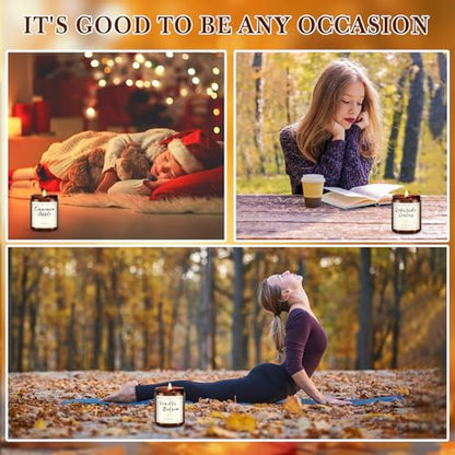 Candles for Home Scented, 6 x 3.5 oz Soy Wax & 150 Hours Long Lasting Fall Candles, Gifts for Women Birthday Thanksgiving Day Merry Christmas - color: Autumn Wreath/Cinnamon&Pumpkin/Season/Apple Pi/Pumpkin Waffles/Lakeside Leaves