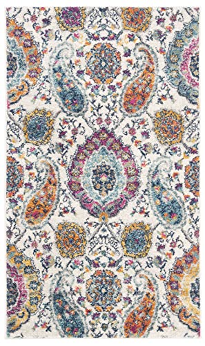SAFAVIEH Madison Collection Accent Rug - 2'3" x 4', Cream & Multi, Boho Chic Glam Paisley Design, Non-Shedding & Easy Care, Ideal for High Traffic Areas in Entryway, Living Room, Bedroom (MAD600B) - size: 2'3" x 4' (Rectangular)