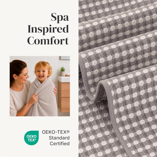 Modern Threads 6 Piece Cotton Bath Towel Set – Ultra Soft 600 GSM Towels – Bathroom Set with Hand Towels and Washcloths – Waffle (Classic Taupe) - color: Classic Taupe, size: Standard, style: Waffle
