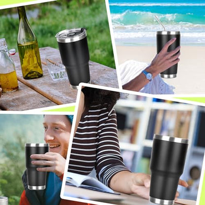 30 oz Tumbler with Lids and Straws Double Wall Vacuum Insulated Tumbler Cup,Stainless Steel Leak-proof Thermal Tumbler Powder Coated Travel Coffee Mug for Cold and Hot Drinks,Black - color: Black, size: 30 Ounces