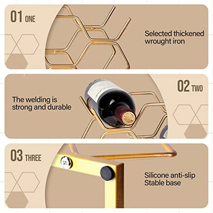 Countertop Wine Rack - 10 Bottle Freestanding Modern Gold Metal Small Wine Rack - Tabletop Wine Holder Stand for Cabinet, Pantry, Wine Bottle Storage…… - color: C-gold 10btl
