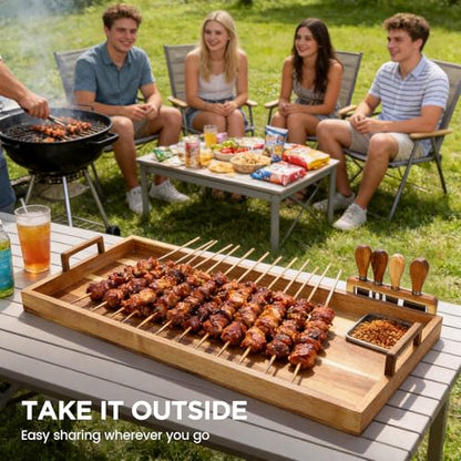 Large Charcuterie Board 30x12 Inch with Cheese Knife Set Acacia Wood | Extra Large Acacia Wood Board with Handles,30PCS Wax Paper Inlucded,Long Serving Tray for Party,Picnic and Home Entertaining - size: 30 Inches