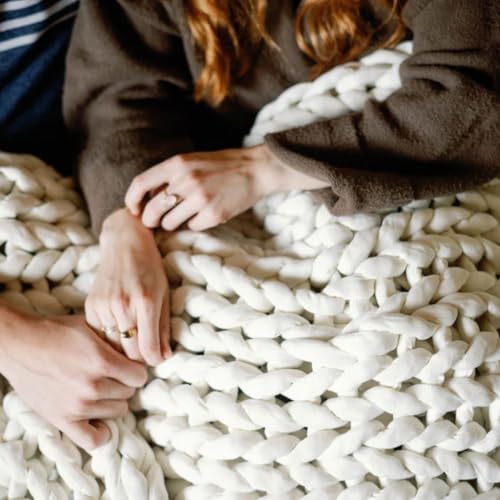 Original Knit Weighted Blanket | Cream, Throw (12lbs, 44"x60") | Soft jersey-knit Cream shell, 100% recycled hypoallergenic fill. Cooling weighted blanket for adults; machine washable. - color: Cream, size: 44"x60"