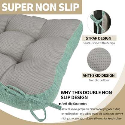 BUYUE Chair Cushion Set for Rocking Chair, Back Pillow & Seat Cushion with Ties, Original Woven Fabric Non-Slip Chair Pads for Elderly Sitting, Light Green - color: Light Green