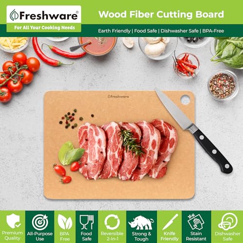 Freshware Wood Cutting Board for Kitchen, Dishwasher Safe, Large, 15" x 11.25", Natural - color: 15" x 11.25" [No Groove] [Natural], size: 15"L x 11.3"W