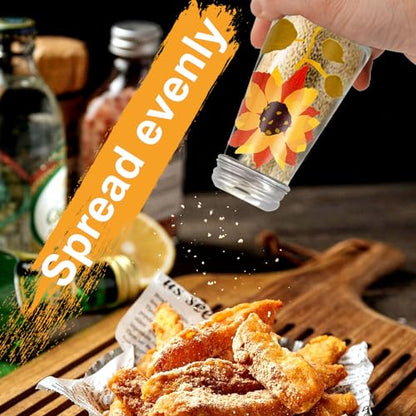 Baked Flower Painted Cone Salt and Pepper Shaker Set, Sunflower, Yellow, 2 Pieces