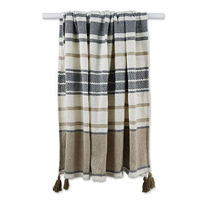 DII New Traditional, 2-Tone Chevron Stripe Throw, 50x60, Stone - color: Stone